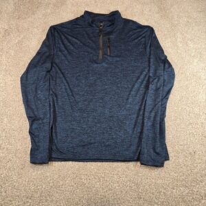 Exarus Mens 3XL Quarter Zip Pullover Blue Space Dye Activewear Long Sleeve Shirt